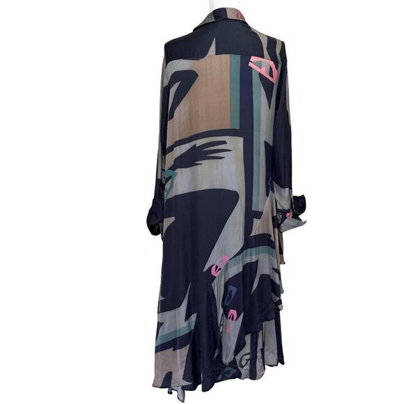 Palmer//Harding black/green graphic maxidress, 10, flowy, layered, artsy, wacky - Picture 3 of 8